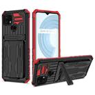 For OPPO Realme C21 Kickstand Armor Card Wallet Phone Case(Red) - 1