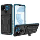 For OPPO Realme C21 Kickstand Armor Card Wallet Phone Case(Blue) - 1