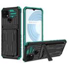 For OPPO Realme C21 Kickstand Armor Card Wallet Phone Case(Dark Green) - 1