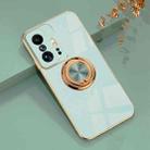 For Xiaomi Mi 11T / Mi 11T Pro 6D Electroplating Full Coverage Silicone Protective Case with Magnetic Ring Holder(Light Cyan) - 1