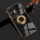 For Xiaomi Mi 11T / Mi 11T Pro 6D Electroplating Full Coverage Silicone Protective Case with Magnetic Ring Holder(Black) - 1