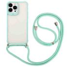 For iPhone 13 mini Macaron Color Phone Case with Lanyard (Green) - 1