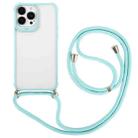 For iPhone 13 mini Macaron Color Phone Case with Lanyard (Blue) - 1