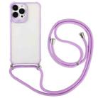 For iPhone 13 mini Macaron Color Phone Case with Lanyard (Purple) - 1