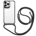 For iPhone 13 Pro Macaron Color Phone Case with Lanyard (Black) - 1