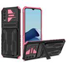 For vivo Y20 Armor Card PC + TPU Shockproof Phone Case with Card Slot & Invisible Holder(Pink) - 1