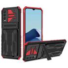 For vivo Y20 Armor Card PC + TPU Shockproof Phone Case with Card Slot & Invisible Holder(Red) - 1