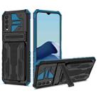 For vivo Y20 Armor Card PC + TPU Shockproof Phone Case with Card Slot & Invisible Holder(Blue) - 1