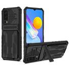 For vivo Y72 5G / Y53s Armor Card PC + TPU Shockproof Phone Case with Card Slot & Invisible Holder(Black) - 1