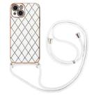 For iPhone 13 mini Electroplating Lambskin Lanyard Phone Case (White) - 1