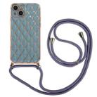 For iPhone 13 mini Electroplating Lambskin Lanyard Phone Case (Grey) - 1