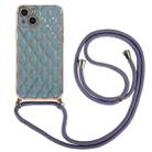 For iPhone 13 Electroplating Lambskin Lanyard Phone Case(Grey) - 1