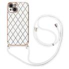 For iPhone 13 Pro Electroplating Lambskin Lanyard Phone Case (White) - 1