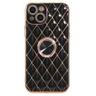 Electroplating Lambskin Ring Holder Phone Case For iPhone 13(Black) - 1