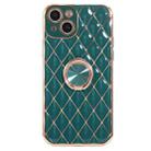 Electroplating Lambskin Ring Holder Phone Case For iPhone 13(Dark Green) - 1