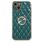 Electroplating Lambskin Ring Holder Phone Case For iPhone 13 Pro(Dark Green) - 1