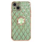 Electroplating Lambskin Ring Holder Phone Case For iPhone 13 Pro(Green) - 1