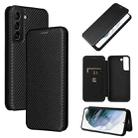 For Samsung Galaxy S22 Carbon Fiber Texture Horizontal Flip Leather Phone Case(Black) - 1