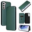 For Samsung Galaxy S22+ Carbon Fiber Texture Horizontal Flip Leather Phone Case(Green) - 1