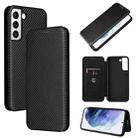 For Samsung Galaxy S22+ Carbon Fiber Texture Horizontal Flip Leather Phone Case(Black) - 1