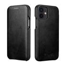 For iPhone 11 ICARER First Layer Cowhide Horizontal Flip Phone Case (Black) - 1