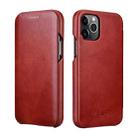 For iPhone 11 Pro ICARER First Layer Cowhide Horizontal Flip Phone Case (Red) - 1