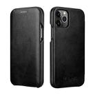 For iPhone 11 Pro Max ICARER First Layer Cowhide Horizontal Flip Phone Case (Black) - 1