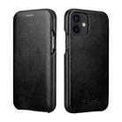 For iPhone 12 mini ICARER First Layer Cowhide Horizontal Flip Phone Case (Black) - 1