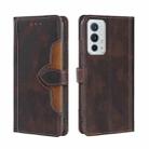 For OnePlus 9RT 5G Skin Feel Straw Hat Magnetic Buckle Horizontal Flip Leather Phone Case with Holder & Card Slots & Wallet(Brown) - 1