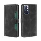 For Xiaomi Redmi Note 11 Skin Feel Straw Hat Magnetic Buckle Horizontal Flip Leather Phone Case with Holder & Card Slots & Wallet(Black) - 1