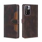 For Xiaomi Redmi Note 11 Pro Skin Feel Straw Hat Magnetic Buckle Horizontal Flip Leather Phone Case with Holder & Card Slots & Wallet(Brown) - 1
