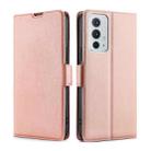 For OnePlus 9RT 5G Ultra-thin Voltage Side Buckle Horizontal Flip Leather Phone Case with Holder & Card Slot(Rose Gold) - 1