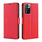 For Xiaomi Redmi Note 11 Pro China Ultra-thin Voltage Side Buckle Horizontal Flip Leather Phone Case with Holder & Card Slot(Red) - 1