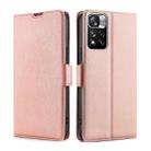 For Xiaomi Redmi Note 11 Pro China Ultra-thin Voltage Side Buckle Horizontal Flip Leather Phone Case with Holder & Card Slot(Rose Gold) - 1