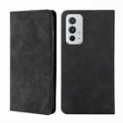 For OnePlus 9RT 5G Skin Feel Magnetic Horizontal Flip Leather Phone Case with Holder & Card Slots(Black) - 1