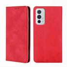 For OnePlus 9RT 5G Skin Feel Magnetic Horizontal Flip Leather Phone Case with Holder & Card Slots(Red) - 1