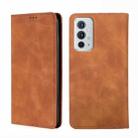 For OnePlus 9RT 5G Skin Feel Magnetic Horizontal Flip Leather Phone Case with Holder & Card Slots(Light Brown) - 1