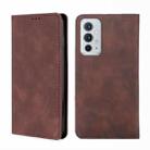 For OnePlus 9RT 5G Skin Feel Magnetic Horizontal Flip Leather Phone Case with Holder & Card Slots(Dark Brown) - 1