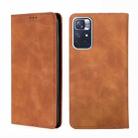 For Xiaomi Redmi Note 11 Skin Feel Magnetic Horizontal Flip Leather Phone Case with Holder & Card Slots(Light Brown) - 1