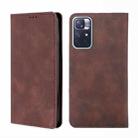 For Xiaomi Redmi Note 11 Skin Feel Magnetic Horizontal Flip Leather Phone Case with Holder & Card Slots(Dark Brown) - 1