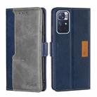 For Xiaomi Redmi Note 11 Retro Texture Contrast Color Side Buckle Horizontal Flip Leather Phone Case with Holder & Card Slots & Wallet(Blue+Grey) - 1