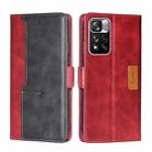 For Xiaomi Redmi Note 11 Pro Retro Texture Contrast Color Side Buckle Horizontal Flip Leather Phone Case with Holder & Card Slots & Wallet(Red+Black) - 1