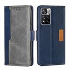 For Xiaomi Redmi Note 11 Pro Retro Texture Contrast Color Side Buckle Horizontal Flip Leather Phone Case with Holder & Card Slots & Wallet(Blue+Grey) - 1