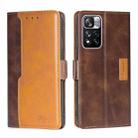 For Xiaomi Redmi Note 11 Pro Retro Texture Contrast Color Side Buckle Horizontal Flip Leather Phone Case with Holder & Card Slots & Wallet(Dark Brown+Gold) - 1