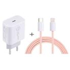 SDC-20W PD USB-C / Type-C Travel Charger + 1m 12W USB-C / Type-C to 8 Pin Data Cable Set, EU Plug(Pink) - 1