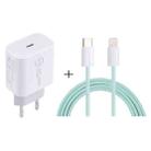 SDC-20W PD USB-C / Type-C Travel Charger + 1m 12W USB-C / Type-C to 8 Pin Data Cable Set, EU Plug(Green) - 1