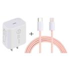 SDC-20W PD USB-C / Type-C Travel Charger + 1m 12W USB-C / Type-C to 8 Pin Data Cable Set, US Plug(Pink) - 1