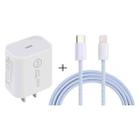 SDC-20W PD USB-C / Type-C Travel Charger + 1m 12W USB-C / Type-C to 8 Pin Data Cable Set, US Plug(Blue) - 1