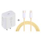 SDC-20W PD USB-C / Type-C Travel Charger + 1m 12W USB-C / Type-C to 8 Pin Data Cable Set, US Plug(Yellow) - 1