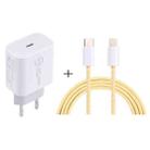 SDC-20W PD USB-C / Type-C Travel Charger + 1m 20W USB-C / Type-C to 8 Pin Data Cable Set, EU Plug(Yellow) - 1